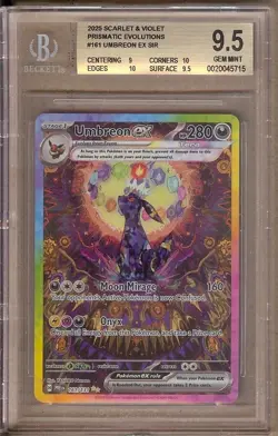 2025 POKEMON PRISMATIC EVOLUTIONS SIR UMBREON EX 161/131 BGS 9.5!! HUGE SUBS - Image 1