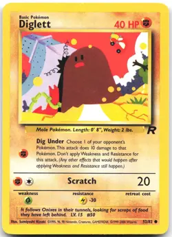 Diglett 52/82 Common Team Rocket Pokemon Unlimited Lightly Played - Image 1