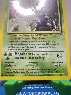 2000 Pokemon Neo Genesis #6 Heracross LP SWIRL - Image 4