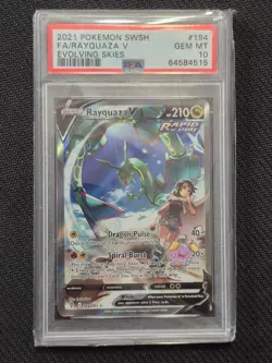 RAYQUAZA V FULL ALT ART PSA 10 GEM MINT 2021 POKEMON EVOLVING SKIES #194/203 - Image 1