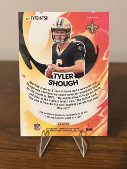 2025 Donruss Optic Tyler Shough First Year Fresh RC Jersey Blue Hyper #FYFBH-TSH - Image 2