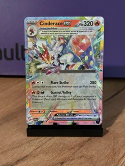 Pokemon TCG Stellar Crown Cinderace EX Double Rare Card 028/142 - Image 1