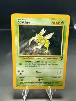 Pokemon Scyther Base Set 2 Holo Rare 17/130 2000 Swirl LP - Image 3