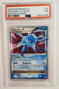 Glaceon LV.X 98/100 Pokemon Diamond & Pearl Majestic Dawn Holo 2008 PSA 7 - Image 1