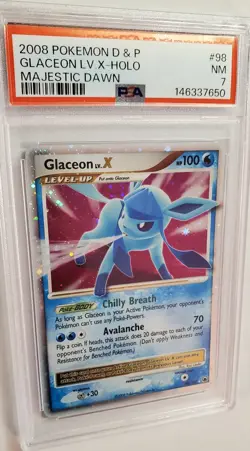 Glaceon LV.X 98/100 Pokemon Diamond & Pearl Majestic Dawn Holo 2008 PSA 7 - Image 3