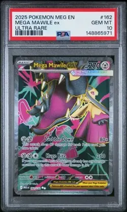 MEGA MAWILE EX #162 PSA 10 2025 Pokemon MEG EN Ultra Rare GEM MINT - Image 1
