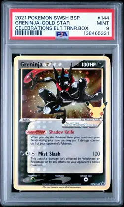 2021 POKEMON SWSH BLACK STAR PROMO #144 GRENINJA GOLD STAR PSA 9 MINT - Image 1