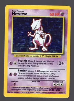 Pokemon Mewtwo Base Set Holo 10/102 LP - Image 1