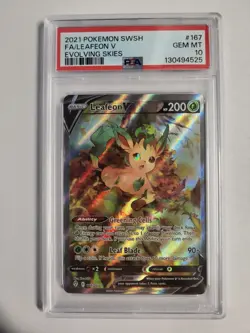 2021 Pokemon Leafeon V 167/203 Evolving Skies Alternate Art PSA 10 GEM MINT Alt - Image 1