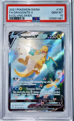 2021 POKEMON SWORD & SHIELD EVOLVING SKIES #192 FULL ART/DRAGONITE V PSA 10 - Image 1