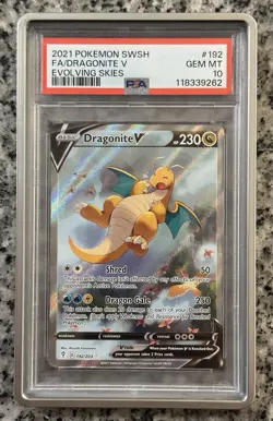 Pokemon Dragonite v Alternate Full Art #192 Evolving Skies PSA 10 - Image 1