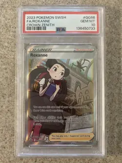 2023 POKEMON SWORD & SHIELD CROWN ZENITH #GG66 FULL ART/ROXANNE PSA 10 - Image 1