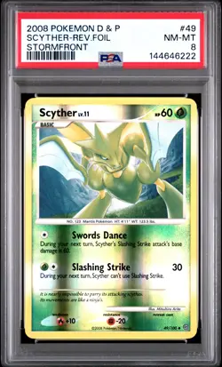 2008 Pokemon Diamond & Pearl Stormfront #49 Scyther-Rev.Foil Stormfront PSA 8 - Image 1