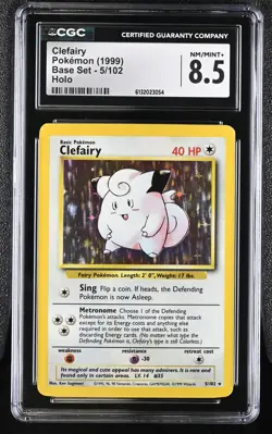 CGC 8.5 NM/MINT+ Clefairy 5/102 Base Set Holo Pokemon Card - Image 1
