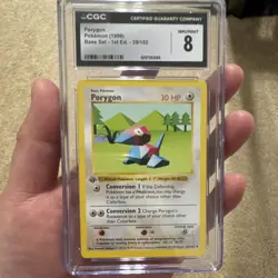 Pokemon TCG Porygon Base Set 1st Edition CGC 8 1999 39/102 30HP Uncommon Virtual - Image 1