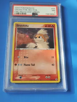 Pokemon EX Fire Red Leaf Green Growlithe Reverse Foil 64/112 PSA 7 NM Graded - Image 1