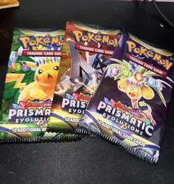 Pokemon Scarlet & Violet Prismatic Evolutions 3 Booster Packs 10 Cards Each - Image 1