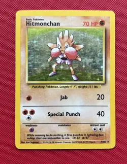 Pokemon Hitmonchan 7/102 Base Set Holo Rare 70 HP - Image 1