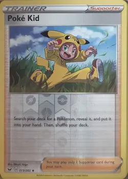 Pokemon Sword & Shield Reverse Holo Poke Kid 173/202 UC NM - Image 1