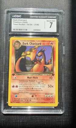 Pokemon TCG Dark Charizard 21/82 Base Set Non-Holo 1st Edition CGC 7 - Image 1