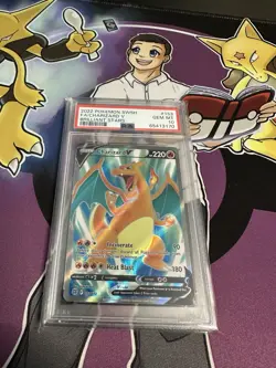 2022 POKEMON SWORD & SHIELD BRILLIANT STARS #153 FULL ART/CHARIZARD V PSA 10 - Image 1