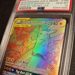 Pokemon Sun & Moon Team Up Secret Rare #184 Full Art Pikachu & Zekrom GX PSA 10 - Image 3
