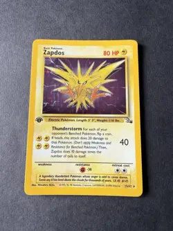 Pokemon TCG Zapdos Fossil Holo Card 15/62 - Image 1