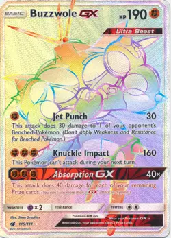 Buzzwole GX - 115/111 - Secret Rare NM, English Pokemon Crimson Invasion - Image 1