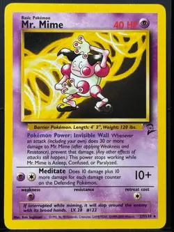 Vintage Pokemon TCG - Mr. Mime 27/130 Base Set 2 Rare - WOTC Era - NM / VLP - Image 3