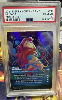 Disney Lorcana Mufasa Ruler of Pride Rock PSA 10 Enchanted EN 217/204 - Image 1