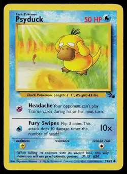 Pokemon Card Fossil Psyduck 53/62 Common - Image 1