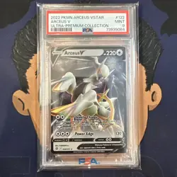 PSA 9 MINT 2022 Pokemon Ultra Premium Collection ARCEUS V #122 Metal Card UPC - Image 2