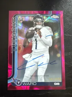 Cam Ward 2025 Topps Chrome Magenta Rookie Refractor On Card Auto SP /399 TITANS - Image 1