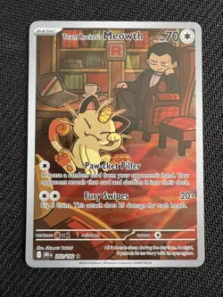 Team Rockets Meowth 203/182 Destined Rivals Illustration Rare Pokemon Card NM - Image 1