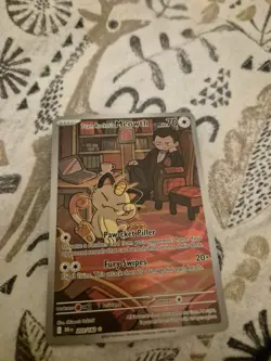 Team Rockets Meowth 203/182 Destined Rivals Illustration Rare Pokemon Card NM - Image 1