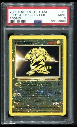 PSA 9 Electabuzz Reverse Holo Promo #1 BEST OF GAME Pokemon Card 2003 MINT TCG - Image 1