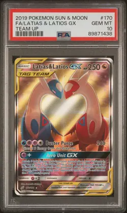 Pokemon 2019 Latias & Latios GX 170/181 Alt Art Team Up GEM MINT PSA 10 - Image 1