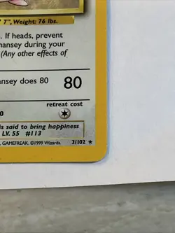 Pokemon 1999 Base Set Unlimited Chansey Holo Rare Lp - Image 3