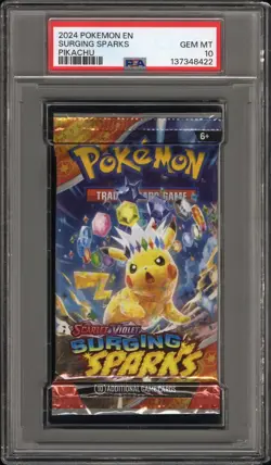 PSA 10 Pokemon Surging Sparks Pikachu Booster Pack Art Sealed Scarlet & Violet - Image 1
