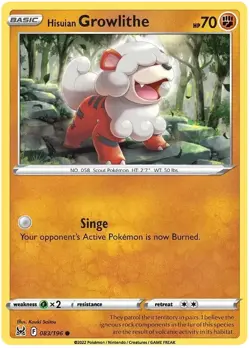 Hisuian Growlithe 083/196 Common Lost Origin Pokemon - Image 1