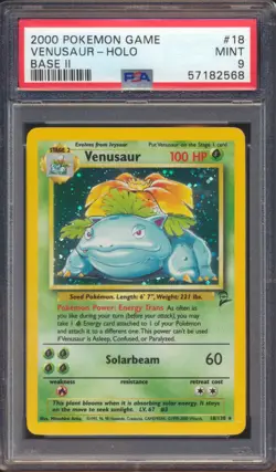 2000 POKEMON GAME VENUSAUR #18 HOLO BASE 2 PSA 9! - Image 1