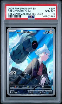 2025 POKEMON SVP EN-SV BLACK STAR PROMO #207 STEVEN'S BELDUM PSA 10 - Image 1