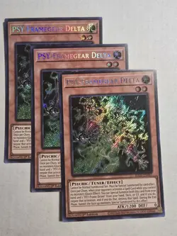 Yugioh! 3x PSY-Framegear Delta RA05-EN007 Secret Rare 1st Ed NM - Image 1