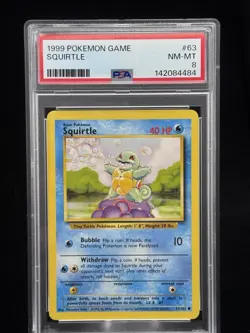 Squirtle #63 Base Set 1999 Pokemon Game PSA 8 💦 - Image 1