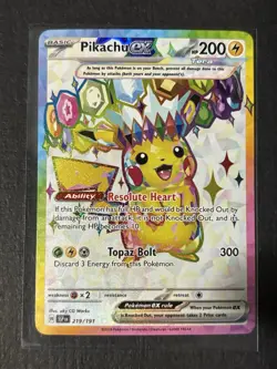 Pokemon Pikachu ex 219/191 Sv08: Surging Sparks Ultra Rare Full Art Holo HP 200 - Image 1