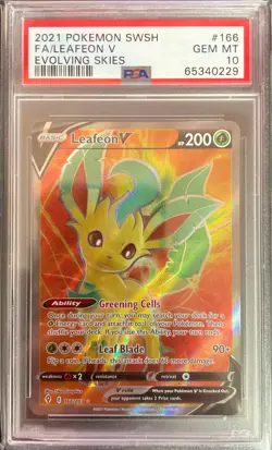 Leafeon V 166/203 Full Art GEM MINT PSA 10. Pokemon SW&SH Evolving Skies - Image 1