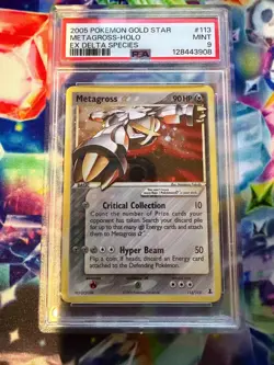 Pokemon Metagross Gold Star 113/113 Holo Swirl PSA 9 Mint Ex Delta Species - Image 1