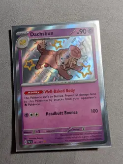 Pokemon Dachsbun TCG Scarlet & Violet Paldean Fates Holo Card 161/091 - Image 1