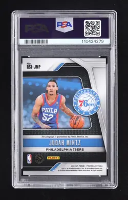Judah Mintz 2024-25 Panini Prizm Rookie Signatures #33 RC PSA 10 - Image 2