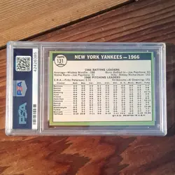 1967 Topps Yankees Team Card #131 with Mickey Mantle PSA 7.5 - Image 2